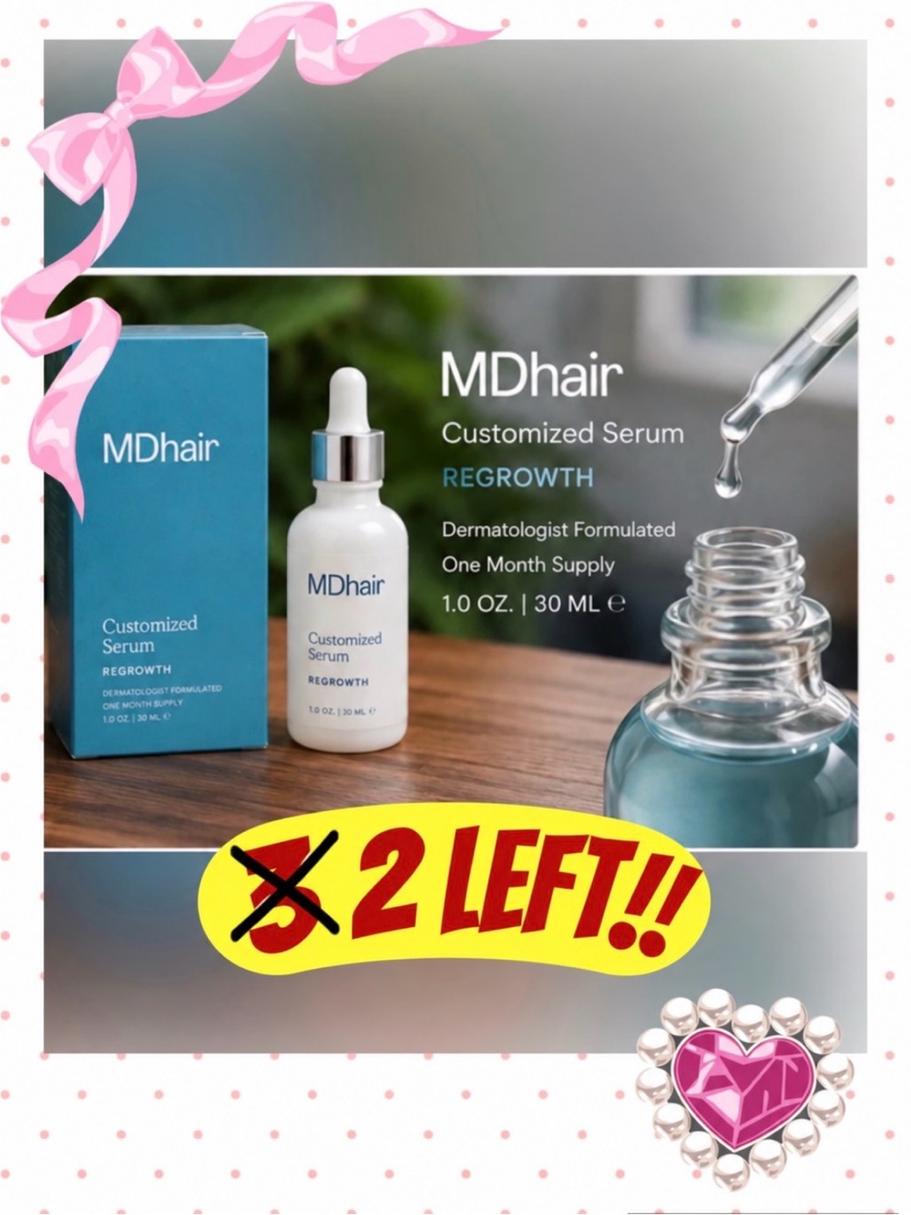 MDhair Customized Serum Regrowth 1oz 30mL New Sealed EXP 2028